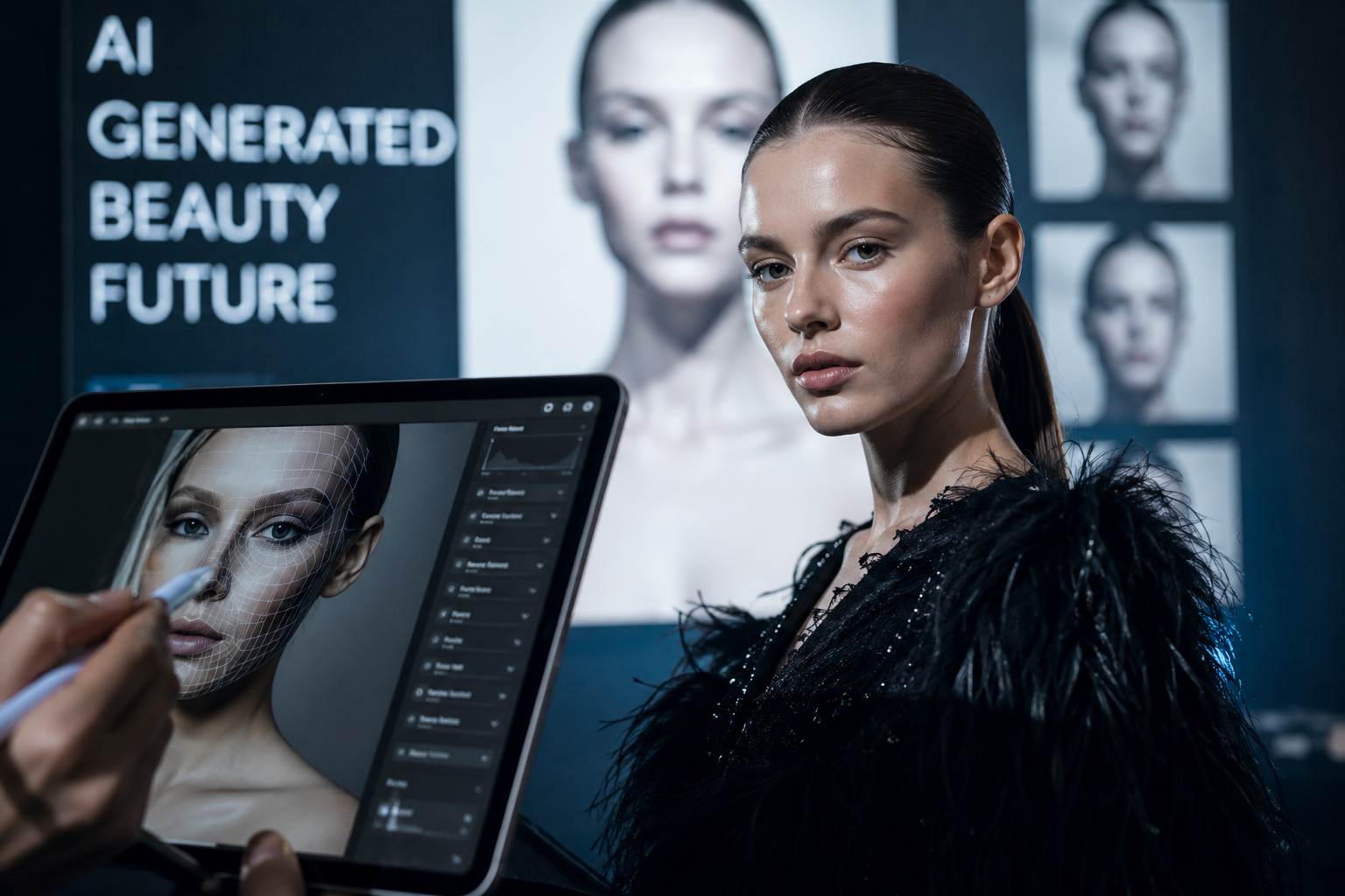 Artificial intelligence facial modeling and retouching
