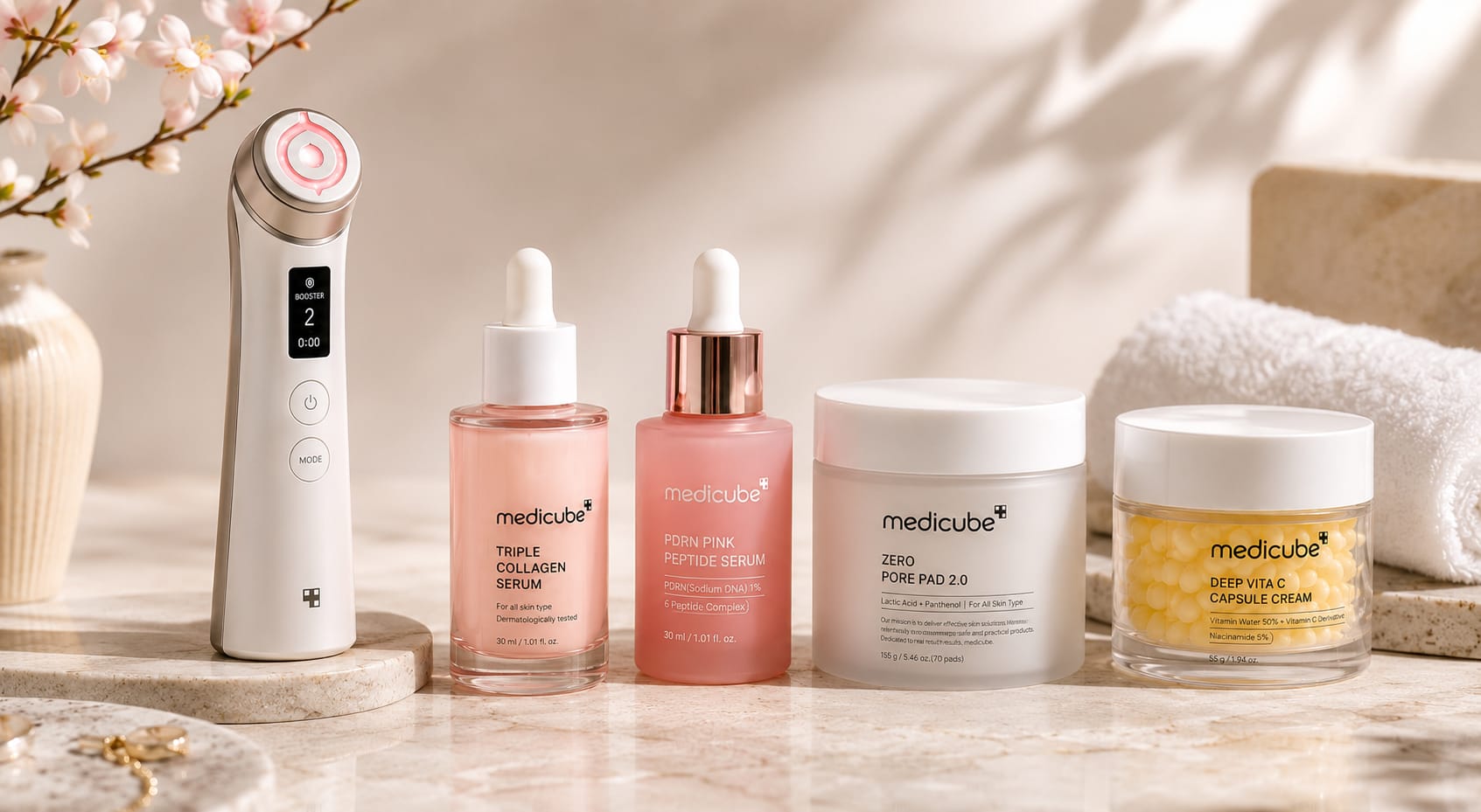Produits de soin Medicube et appareil beauté