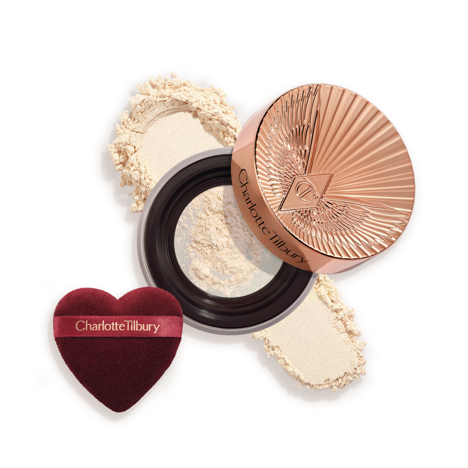 Poudre libre Charlotte Tilbury avec houppette bordeaux